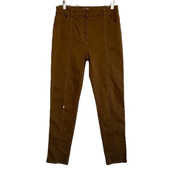 Ulla Johnson Camel Skinny Button Fly High Rise Premium Denim Jeans Size 4 - Picture 1 of 6